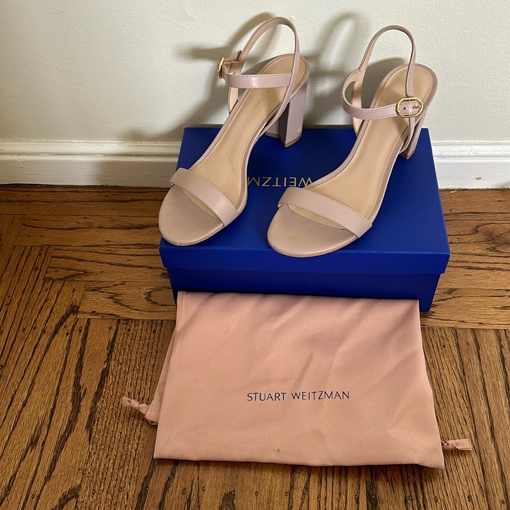 Stuart Weitzman Dancer 75 block sandal, Dolce, Size 8